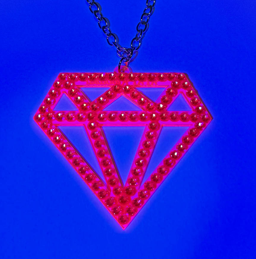 Pretty Rave Girl Diamond Necklace (Glows)