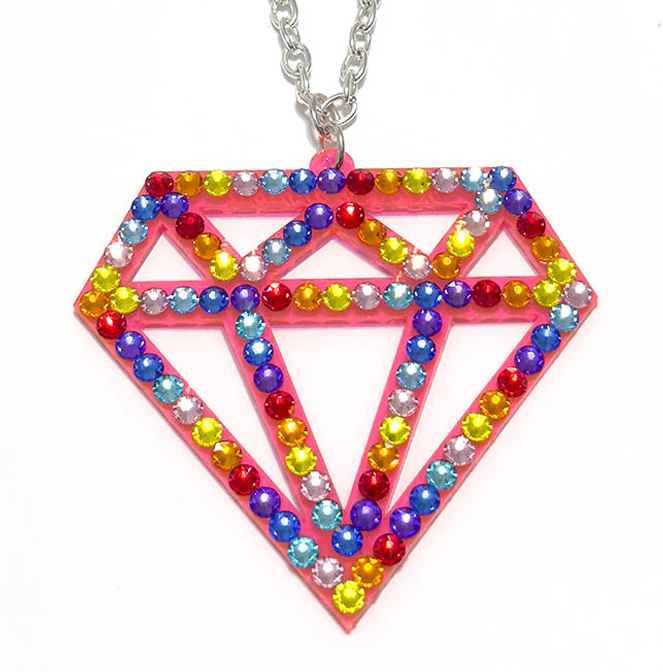 Pink Rainbow Diamond Necklace